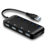 Hub USB3.0 Ultra Rápido com 4 Portas e Interruptor, USB 3.0