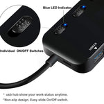 Hub USB3.0 Ultra Rápido com 4 Portas e Interruptor, USB 3.0