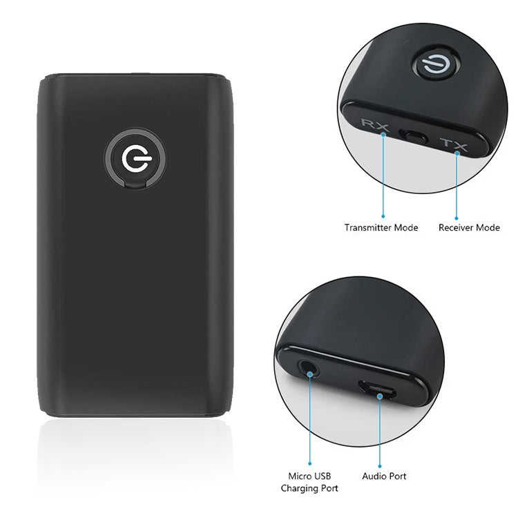 Adaptador Bluetooth B10S 5.0 Transmissor e Receptor Bluetooth 2 em 1, preto