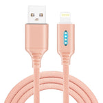 Cabo de Carregamento Inteligente com Desligamento Automático para Liga de Zinco para Cabo de Dados Luminoso da Apple com Luz de Corrida