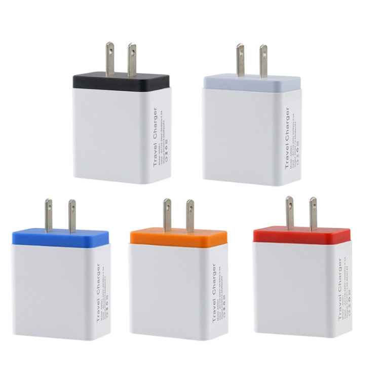 Carregador de Viagem para Telemóvel 2A 3USB Ficha US, preto, cinzento, vermelho, laranja, azul
