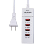 Adaptador Carregador com 4 Portas USB 5V 4.1A com Cabo de Alimentação, Comprimento do Cabo: 1,5m, Ficha US, Ficha US