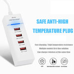 Adaptador Carregador com 4 Portas USB 5V 4.1A com Cabo de Alimentação, Comprimento do Cabo: 1,5m, Ficha EU, Ficha EU
