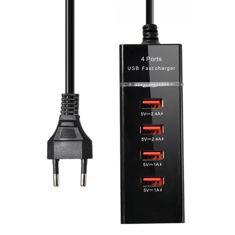 Adaptador Carregador com 4 Portas USB 5V 4.1A com Cabo de Alimentação, Comprimento do Cabo: 1,5m, Ficha EU, Ficha EU