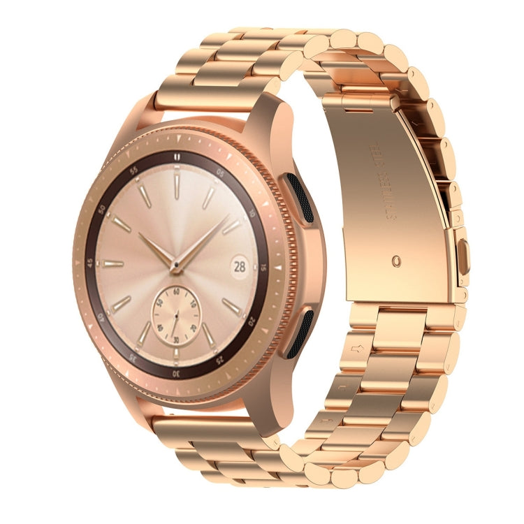For Huami GTS/Galaxy Watch 42/40/44 Universal Three Beads Stainless Steel Watch Wrist Strap 20mm, Black, Gold, Rose Gold, Colourful, Silver