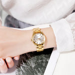 Relógio Feminino Skmei 1620 Delicado com Strass Criativo Casual Resistente à Água Relógio de Quartzo com Correia de Aço
