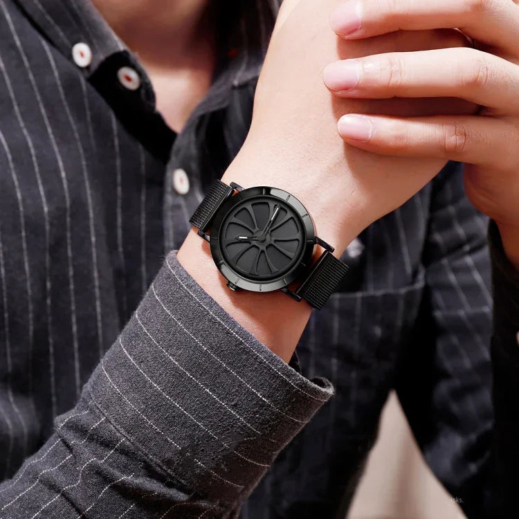 Relógio Masculino SKMEI 9204 de Moda com Mostrador Esqueleto Giratório Resistente à Água com Correia de Malha para Negócios Relógio de Quartzo