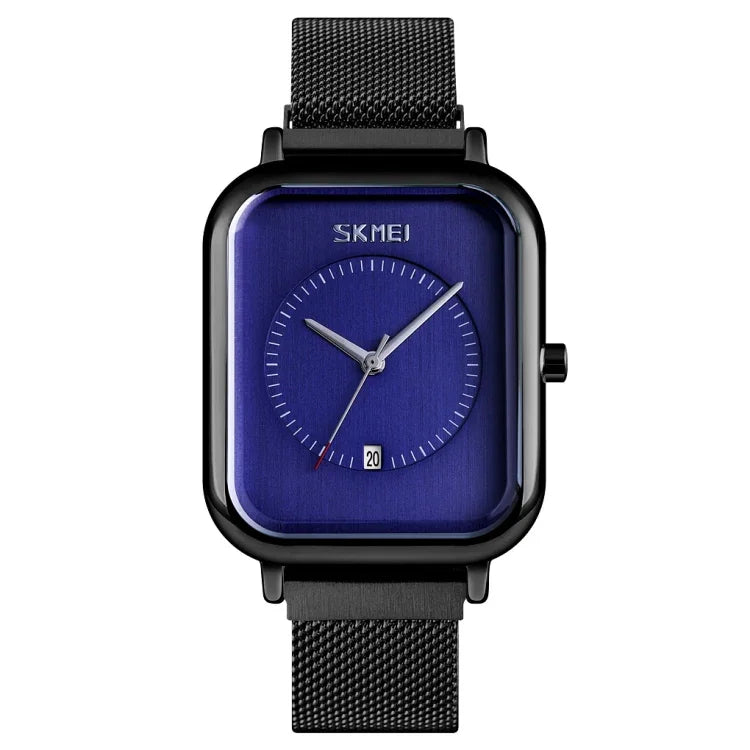 Relógio Masculino SKMEI 9207 Criativo e de Moda com Correia de Malha e Fecho Magnético em Aço Relógio de Quartzo para Casais
