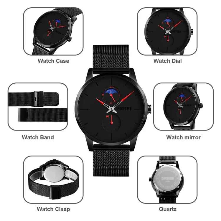 Relógio de Quartzo Masculino Skmei 9208 Casual Simples para Negócios e Desporto