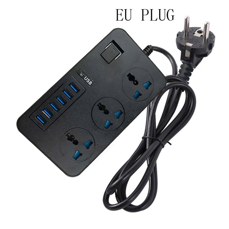 T09 Tomada Universal Internacional Multi-Funções Plug-in 3 Furos 3000W Alta Potência + 6 USB Carregamento Inteligente, PLUGUE UE, PLUGUE US, PLUGUE UK
