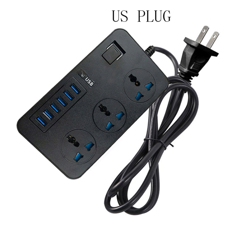 T09 Tomada Universal Internacional Multi-Funções Plug-in 3 Furos 3000W Alta Potência + 6 USB Carregamento Inteligente, PLUGUE UE, PLUGUE US, PLUGUE UK