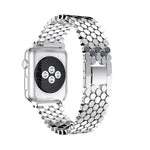 Para Apple Watch Series 5 & 4 44mm / 3 & 2 & 1 42mm Correia em Aço Inoxidável com Padrão Colmeia, Para Apple Watch Series 5 & 4 44mm