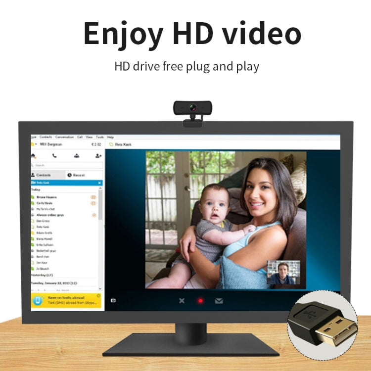 Webcam C3 400W píxeis, resolução 2K, foco automático HD 1080P, rotação 360 graus para transmissão em direto, videoconferência e trabalho, com microfone USB sem driver, C3