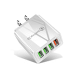 Carregador Rápido Universal 30W QC 3.0 USB + 3 Portas USB 2.0 para Telemóvel, Tablet e PC, Carregador de Viagem, Ficha EUA, Ficha EUA
