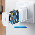 Carregador de Viagem 2 em 1 com Porta Única USB-C / Tipo-C + Cabo de Dados de Carregamento Rápido 3A PD 3.0 USB-C / Tipo-C para USB-C / Tipo-C, Comprimento do Cabo: 2m, 18W 2m