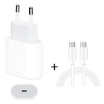Carregador de Viagem 2 em 1 com Porta Única USB-C / Tipo-C + Cabo de Dados de Carregamento Rápido 3A PD 3.0 USB-C / Tipo-C para USB-C / Tipo-C, Comprimento do Cabo: 2m, 18W 2m