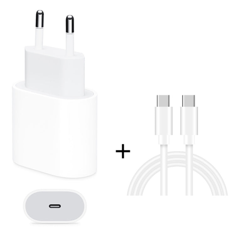 Carregador de Viagem 2 em 1 com Porta Única USB-C / Tipo-C + Cabo de Dados de Carregamento Rápido 3A PD 3.0 USB-C / Tipo-C para USB-C / Tipo-C, Comprimento do Cabo: 2m, 18W 2m