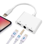 Adaptador ZS-KL21820 3 em 1 8 pinos para porta de carregamento 8 pinos + jack para auscultadores 8 pinos + jack para auscultadores 3,5 mm