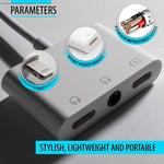 Adaptador ZS-KL21820 3 em 1 8 pinos para porta de carregamento 8 pinos + jack para auscultadores 8 pinos + jack para auscultadores 3,5 mm