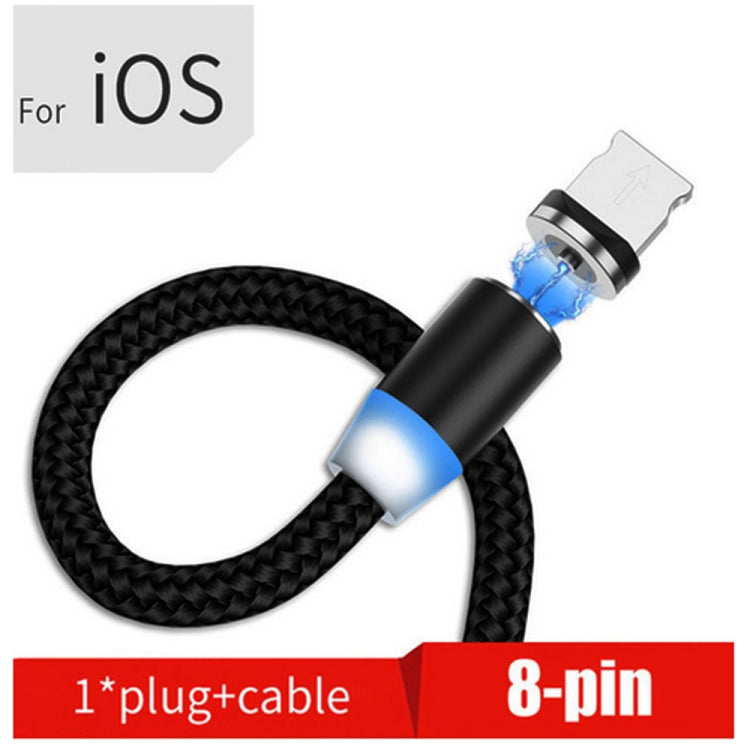 Conector Magnético Metálico USB para 8 Pin com Cabo de Dados Trançado em Nylon Bicolor, Comprimento do Cabo: 1m, 8 Pin