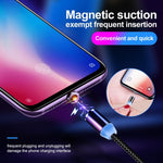 Conector Magnético Metálico USB para 8 Pin com Cabo de Dados Trançado em Nylon Bicolor, Comprimento do Cabo: 1m, 8 Pin