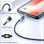 Conector Magnético Metálico USB para 8 Pin com Cabo de Dados Trançado em Nylon Bicolor, Comprimento do Cabo: 1m, 8 Pin