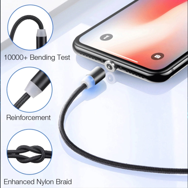 Conector Magnético Metálico USB para 8 Pin com Cabo de Dados Trançado em Nylon Bicolor, Comprimento do Cabo: 1m, 8 Pin