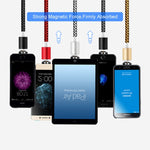 Conector Magnético Metálico USB para 8 Pin com Cabo de Dados Trançado em Nylon Bicolor, Comprimento do Cabo: 1m, 8 Pin