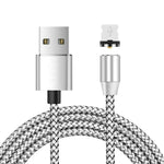 Conector Magnético Metálico USB para 8 Pin com Cabo de Dados Trançado em Nylon Bicolor, Comprimento do Cabo: 1m, 8 Pin