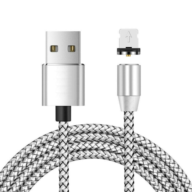 Conector Magnético Metálico USB para 8 Pin com Cabo de Dados Trançado em Nylon Bicolor, Comprimento do Cabo: 1m, 8 Pin