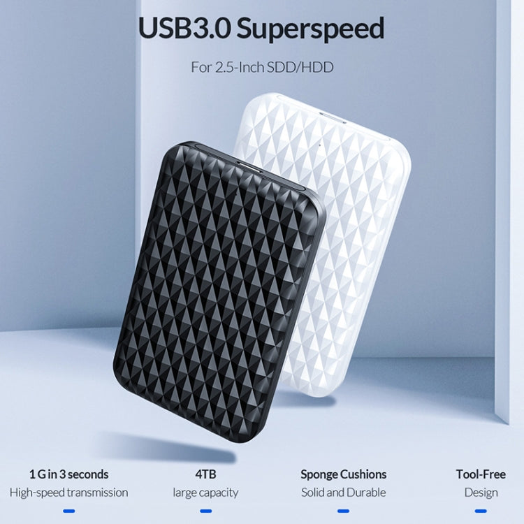 ORICO 2520U3 Caixa Portátil para Disco Rígido de 2,5 polegadas, Branco, Preto