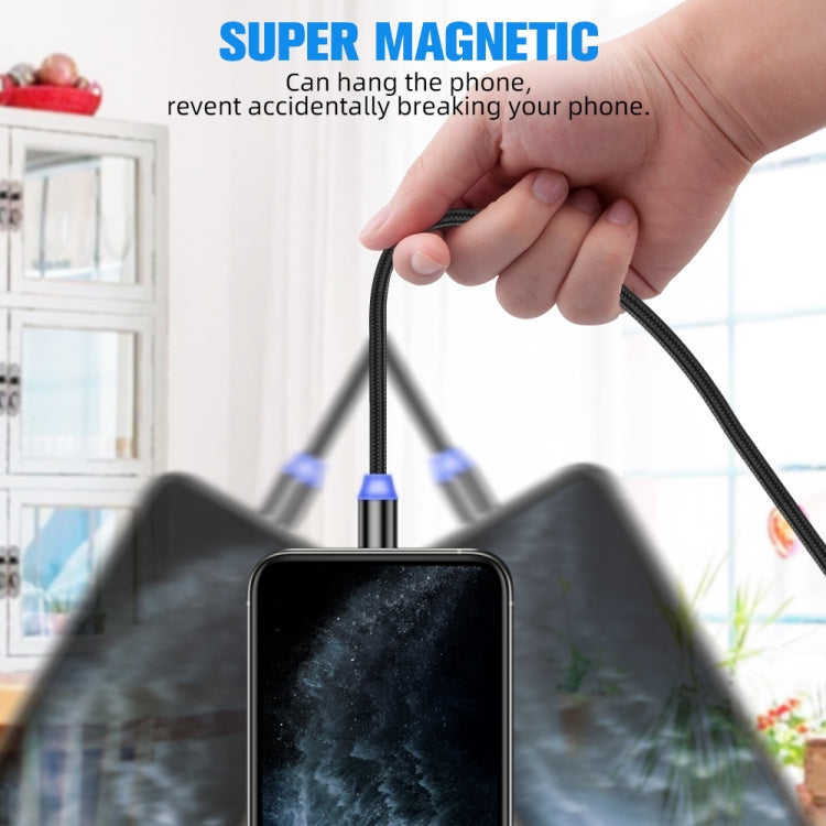 Cabo de Carregamento Magnético 2 em 1 USB para 8 Pin + Micro USB com Interface Metálica Trançada em Nylon, Comprimento: 1m, 1m