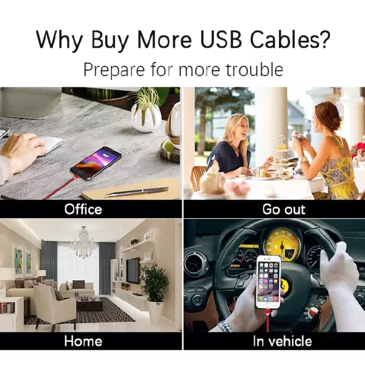 Cabo de Carregamento Magnético 2 em 1 USB para 8 Pin + Micro USB com Interface Metálica Trançada em Nylon, Comprimento: 1m, 1m