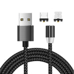 Cabo de Carregamento Magnético 2 em 1 USB para 8 Pin + Micro USB com Interface Metálica Trançada em Nylon, Comprimento: 1m, 1m