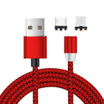 Cabo de Carregamento Magnético 2 em 1 USB para 8 Pin + Micro USB com Interface Metálica Trançada em Nylon, Comprimento: 1m, 1m