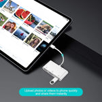 ZS-S1852 Adaptador leitor de cartões OTG 6 em 1 com 3 USB fêmea para 8 pinos macho, com interface de carregamento SD & TF, compatível com todos os sistemas iOS