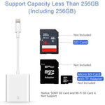 ZS-KL21810 Adaptador leitor de cartões para câmara 8 pinos para cartão SD, compatível com todos os sistemas iOS, slot para cartão SD