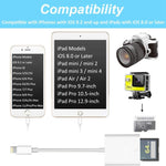 ZS-KL21810 Adaptador leitor de cartões para câmara 8 pinos para cartão SD, compatível com todos os sistemas iOS, slot para cartão SD