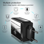 Cabo de dados 2 em 1 USB para USB-C / Type-C + Carregador rápido universal de 30W QC 3.0 com 4 interfaces USB para telemóvel, tablet e PC, conjunto de carregador de viagem, ficha UE, conjunto USB-C / Type-C ficha UE