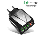 Cabo de dados 2 em 1 USB para Micro USB de 1m + Carregador rápido universal de 30W QC 3.0 com 4 interfaces USB para telemóvel, tablet e PC, conjunto de carregador de viagem, ficha UE, conjunto Micro USB ficha UE