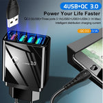 Cabo de dados 2 em 1 USB para Micro USB de 1m + Carregador rápido universal de 30W QC 3.0 com 4 interfaces USB para telemóvel, tablet e PC, conjunto de carregador de viagem, ficha UE, conjunto Micro USB ficha UE