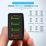 Cabo de dados 2 em 1 USB para Micro USB de 1m + Carregador rápido universal de 30W QC 3.0 com 4 interfaces USB para telemóvel, tablet e PC, conjunto de carregador de viagem, ficha UE, conjunto Micro USB ficha UE