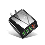 2 em 1 Cabo de Dados USB para 8 Pinos 1m + Carregador Rápido Universal de Viagem 30W QC 3.0 com 4 Interfaces USB para Telemóvel, Tablet, PC, Ficha US, Conjunto 8 Pinos Ficha US