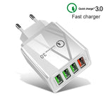 2 em 1 Cabo de Dados USB para 8 Pinos 1m + Carregador Rápido Universal de Viagem 30W QC 3.0 com 4 Interfaces USB para Telemóvel, Tablet, PC, Ficha EU, Conjunto 8 Pinos Ficha EU