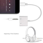 ZS-KL21804 Adaptador 2 em 1 8 pinos para áudio 3,5 mm + interface de carregamento 8 pinos, Adaptador para auriculares, Compatível com todos os sistemas iOS, 8 pinos + 3,5 mm