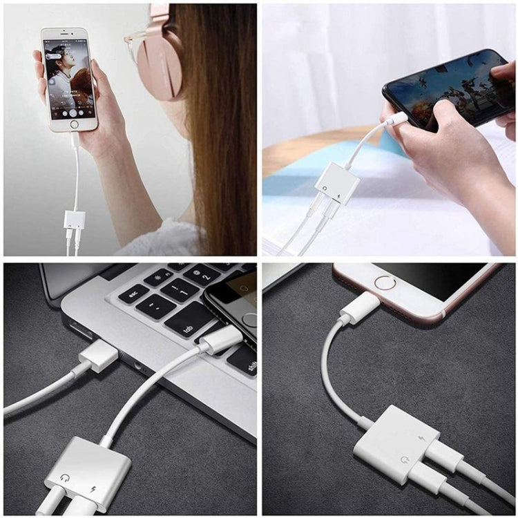 ZS-KL21804 Adaptador 2 em 1 8 pinos para áudio 3,5 mm + interface de carregamento 8 pinos, Adaptador para auriculares, Compatível com todos os sistemas iOS, 8 pinos + 3,5 mm