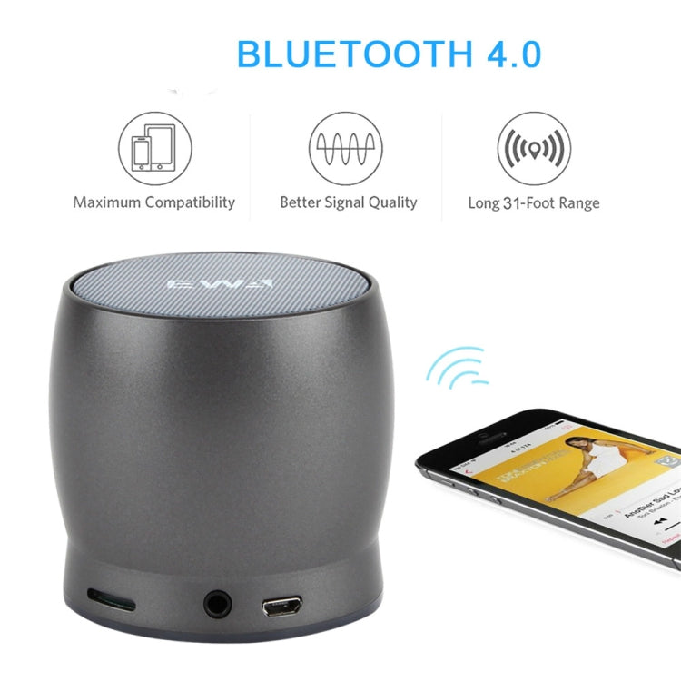 Coluna Bluetooth Mini Portátil EWA A150 Caixa de Som Wireless Hifi Estéreo Graves Fortes Subwoofer Metálico Suporta Cartão Micro SD e AUX 3,5mm