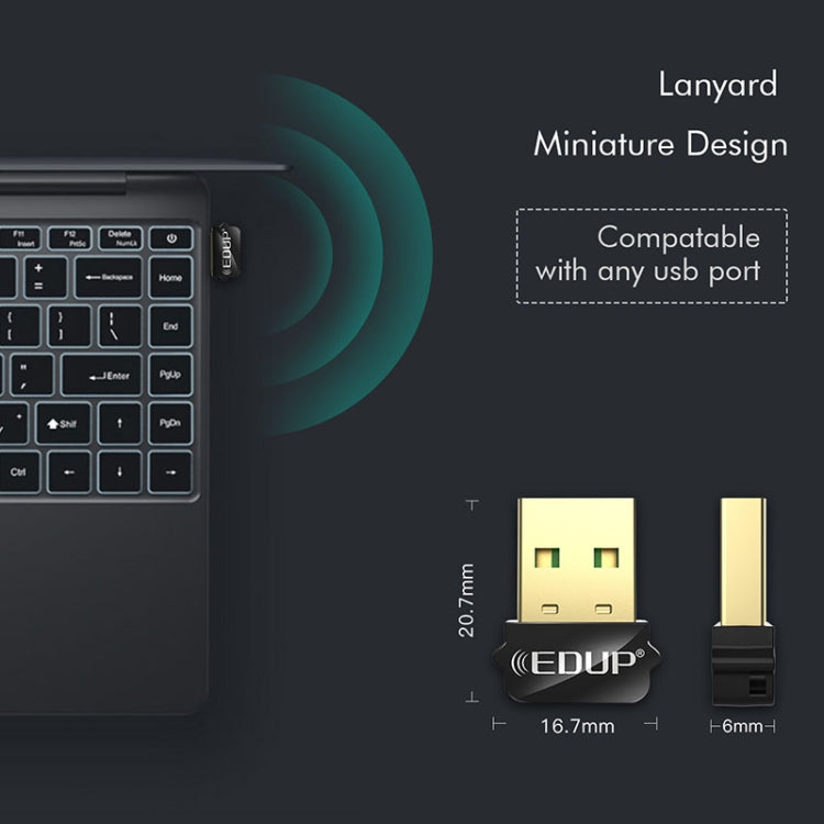 Adaptador USB WIFI EDUP EP-AC1651 650Mbps Banda Dupla 5G/2.4GHz Placa de Rede Sem Fios Externa Receptor Wifi Dongle para Portátil Windows MacOS