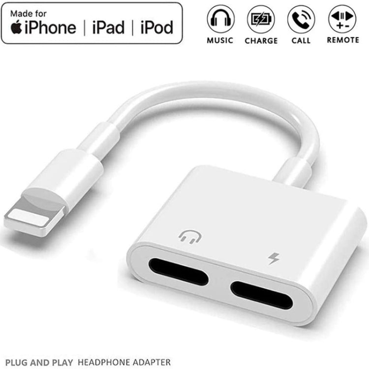 ZS-S1802 Adaptador de Auscultadores 2 em 1 8 Pinos Macho para 8 Pinos de Carregamento + 8 Pinos Áudio Fêmea, Suporta Chamadas e Controlo por Fios, Compatível com Todos os Sistemas IOS