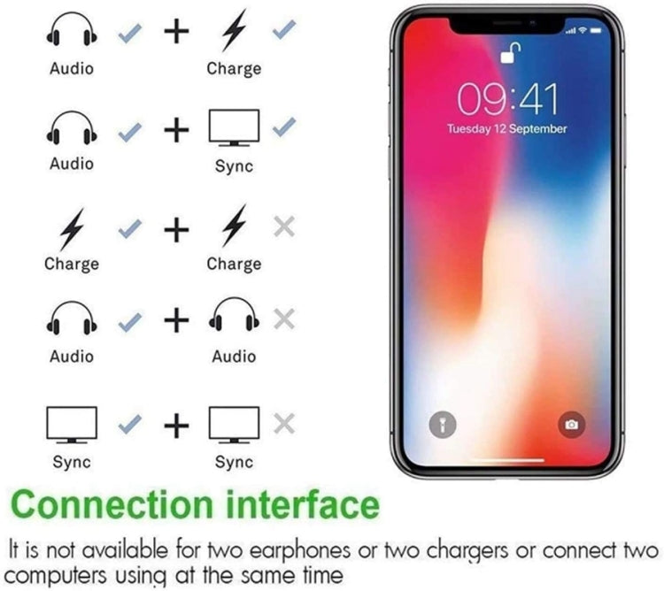 ZS-S1802 Adaptador de Auscultadores 2 em 1 8 Pinos Macho para 8 Pinos de Carregamento + 8 Pinos Áudio Fêmea, Suporta Chamadas e Controlo por Fios, Compatível com Todos os Sistemas IOS